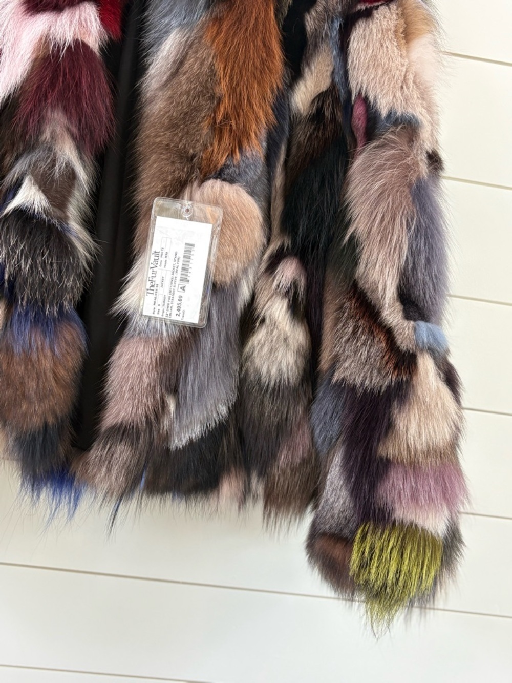 Dyed Multicolored Real Fox Fur- Women's Luxury Statement Coat - Picture 7 of 16